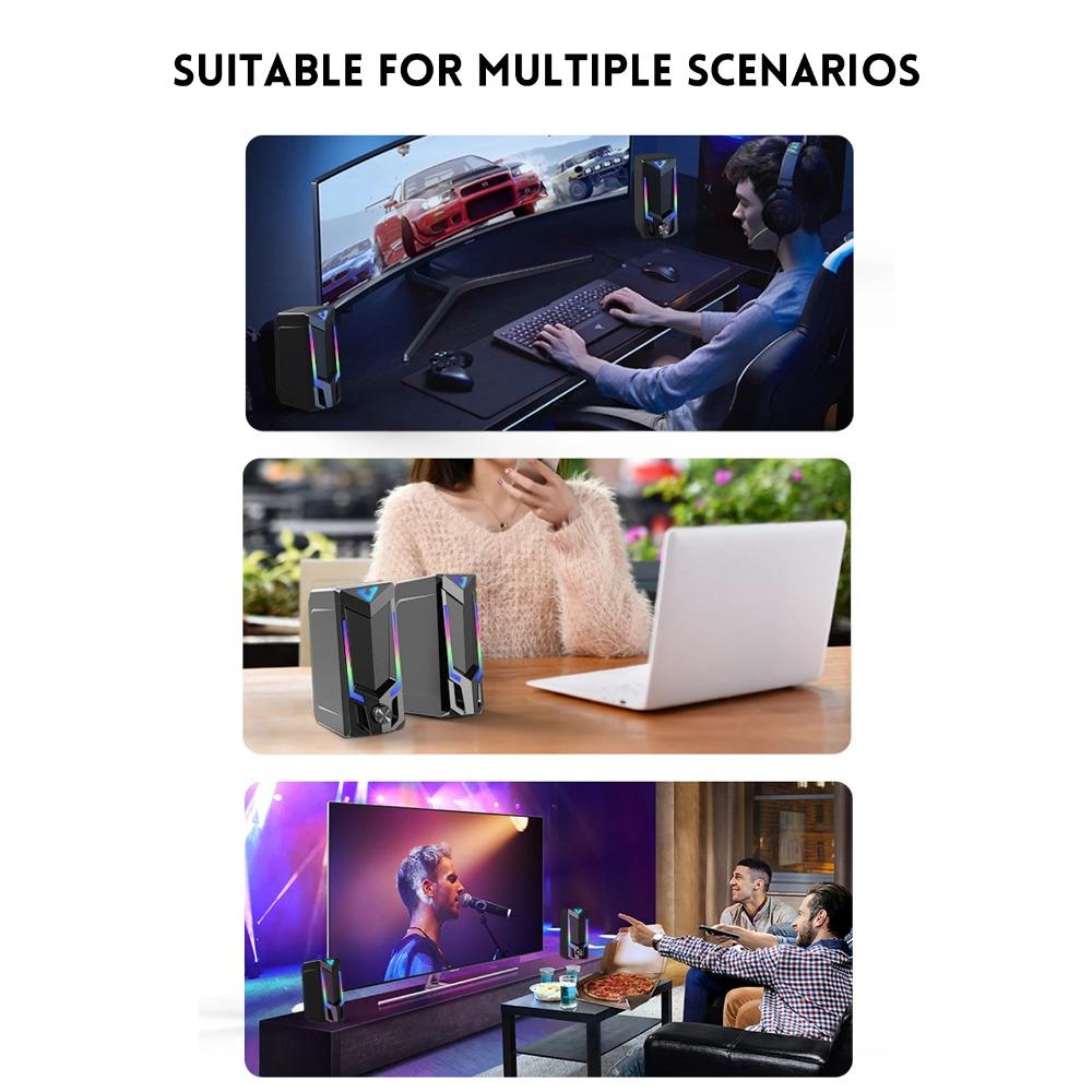 Wired & Bluetooth RGB Computer Speaker, Desktop Computer Speaker, Laptop Speaker, Desktop Stereo Speaker, USB Powered, with LED Ambient