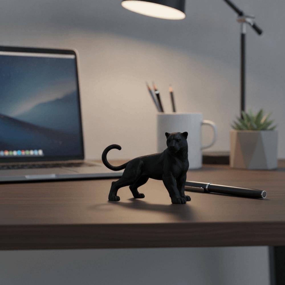 Head Turning 3D Printing Panther Statue Standing Posture Leopard Figure Gift