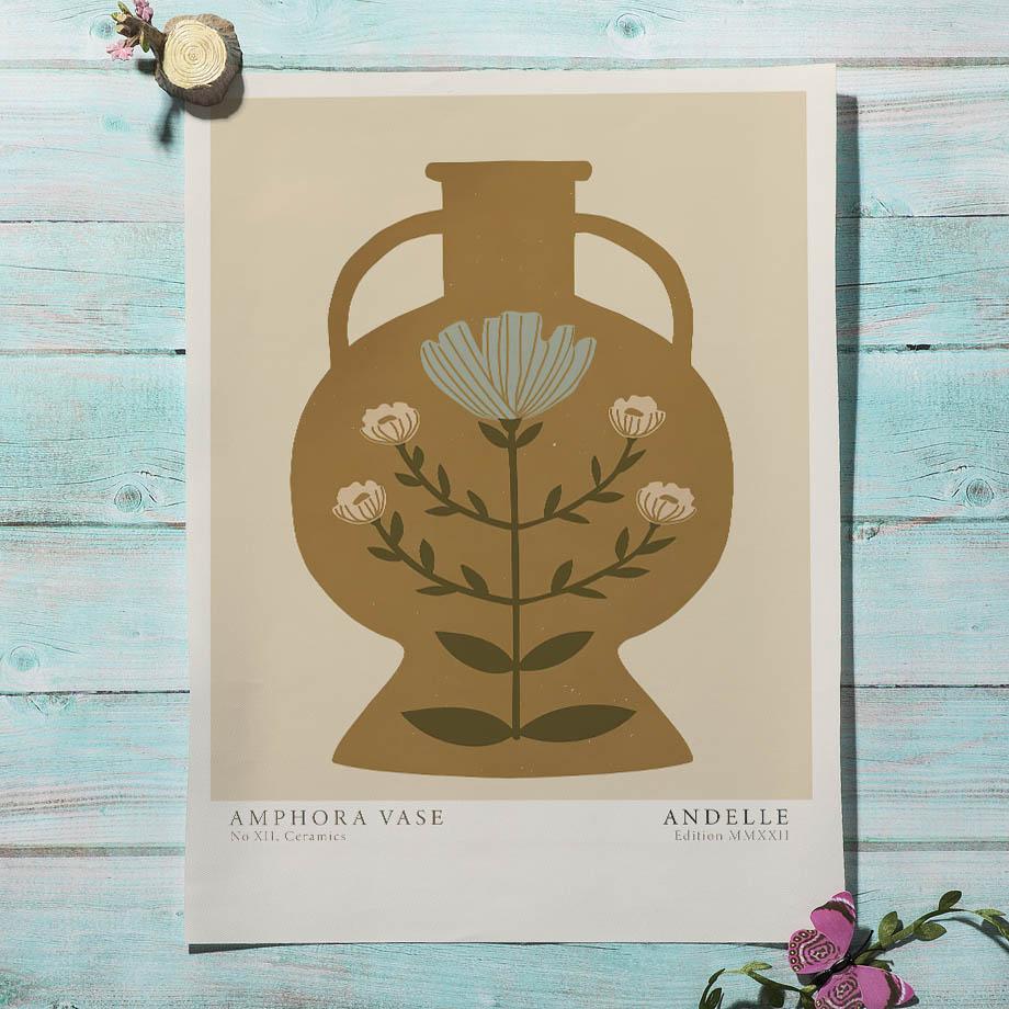 Abstract Lines Girl Vase Leaves Flowers Wall Art Canvas Painting Posters And Prints Hotel Cafe Pictures For Living Room Decor