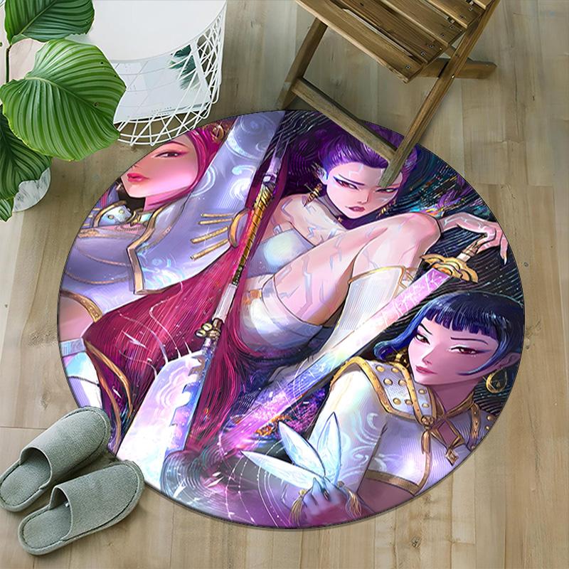 1pc KPop Demon Hunters28 Print Round Carpet Chair Round Carpet Suitable for Bedroom Living Room Home Decorative Carpet