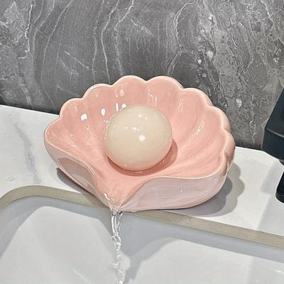 Luxury Shell Soap Dish with Automatic Drainage - Elegant Oval Plastic Soap Holder for Home, Shower, Bathtub & Kitchen Soap Tray