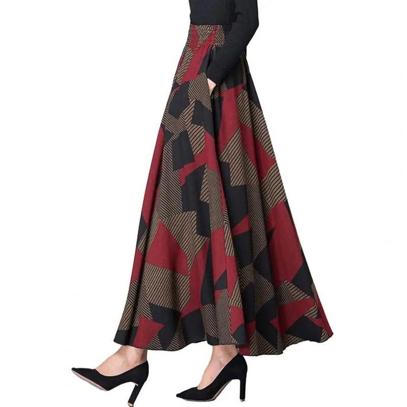 

Retro Women s High Waisted Plaid Skirt Retro High Waist Gingham Skirt Red Black 2XL