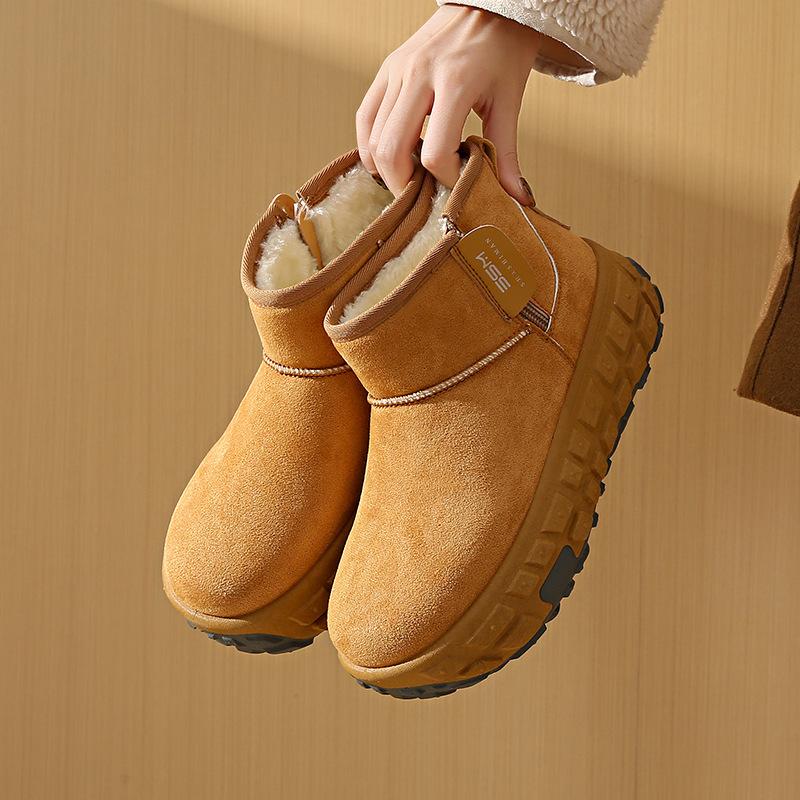 Women's Shoes High-top Shoes Velvet Warm Cotton Shoes, Winter New Thick Baseplate Shoes Casual Snow Boots Women's Shoes