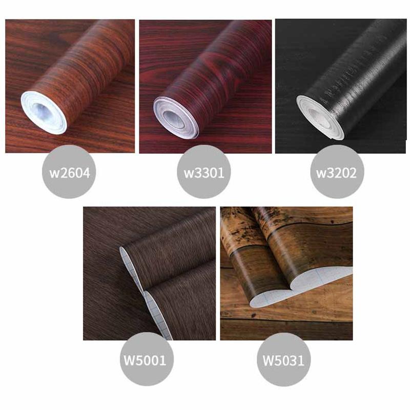 Realistic Red Wood Grain Peel & Stick Vinyl Wrap Self-Adhesive Furniture Film for Tables Cabinets Wardrobes & DIY Home Renovation Wall Paper