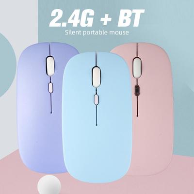 Silent Dual-Mode Wireless Bluetooth Mouse for Computers and Laptops