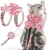 PAWCHIE Cat Harness and Leash Set with Bow Knot,Cats Escape Proof-Adjustable Daisy Floral Kitten Harness Soft Outdoor Walking Travel Pet