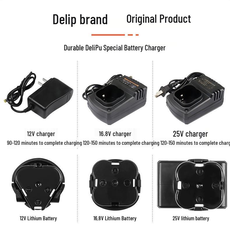 12V/16.8V/25V Electric Drill Set with Lithium Battery, Charger, Wrench & Screwdriver