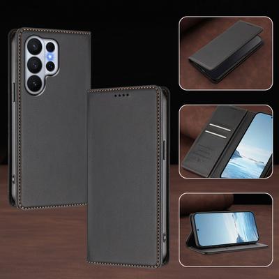 Magnetische Klappbörse Lederhülle für Samsung Galaxy S25 Ultra S24 S23 S22 S21 S20 Plus FE S25 Edge Faltbare Rückabdeckung