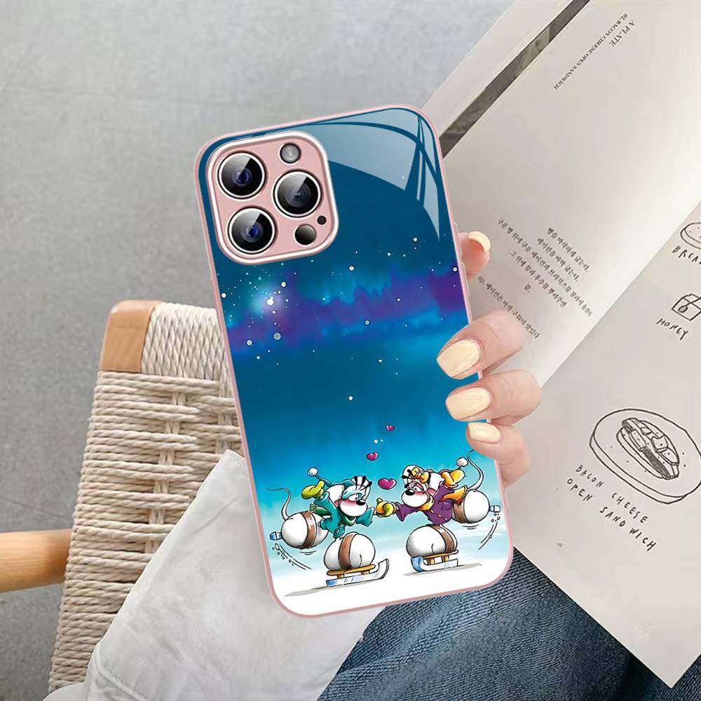 Cartoon D-Diddl For IPhone 14 13 12 Mini 11 Pro XS Max X XR 14 Plus Tempered Glass Cover