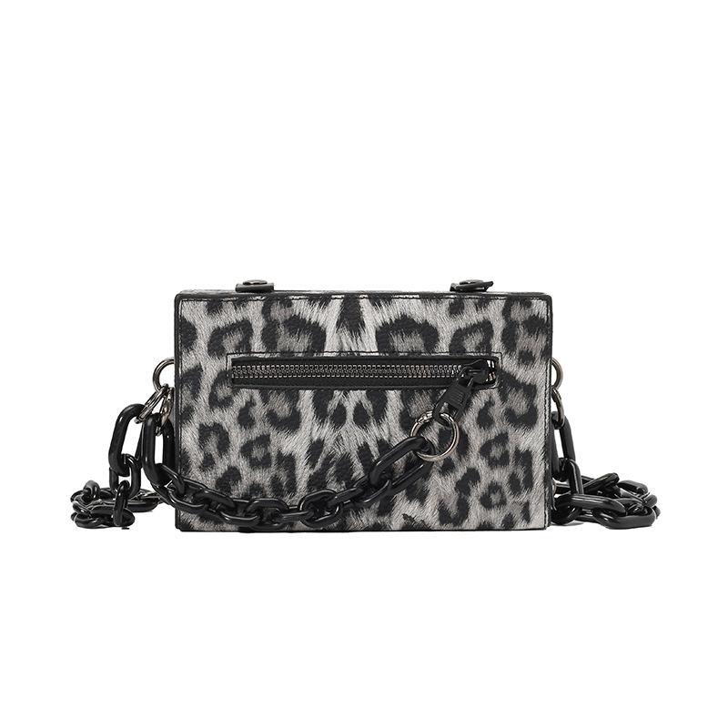 Women's bag 2025 new Korean version fashion leopard print shoulder bag versatile chain messenger box bag tide