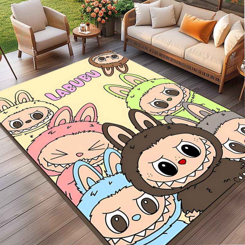 Labubu Print Rug, Washable Floor Carpet, For Entryway Dorm Laundry Room Office Study, Home Decor Birthday Christmas Gift