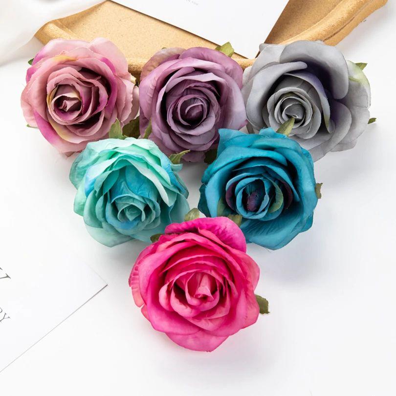 50/100pcs Artificial Flowers Silk Roses Home Outdoor garden Wedding wall Christmas Decoration High Quality Festival Diy gift box