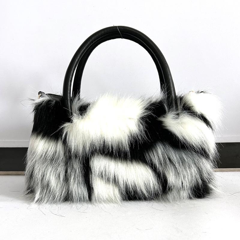 2025 Luxury New Design Women's Faux Fur Handbag Winter Soft Warm Bag Girls Fluffy Large Capacity Tote bag High Quality Fur Purse