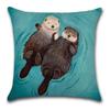 Romantic Otter Printed Cushion Cover Cotton Linen Cute Otter Pillow Case Car Sofa Decorative Pillowcase Cover Funda De Almohada