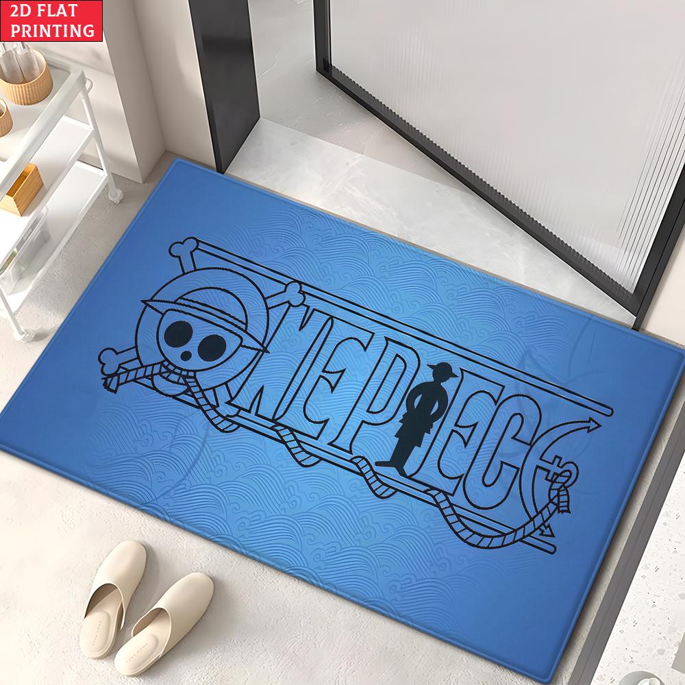 Anime Straw Hat Crew Doormat, Cartoon Pirate Non-slip Floor Mat, Decorative Entrance Rug for Home Living Room Bedroom Game Room
