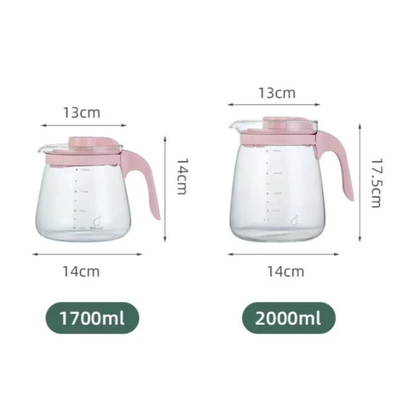 Large Capacity Glass Kettle High Temperature Resistance Water Bottle Household Transparent Teapot Coffee Jug Drinking Utensil