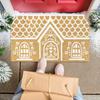 Christmas Entrance Rug Gingerbread House Floor Mat Dirt Scrubber Washable Vintage Holiday Doormat with Non-Slip Backing for Front Door Entryway Porch