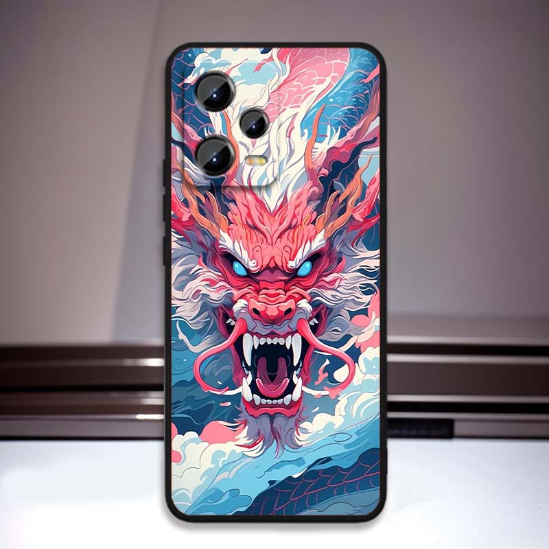 Anime Dragon Design Phone Case For Xiaomi Redmi Note 15 14 13 12 12S 11E 11 11S Pro Plus 4G 5G Black Soft TPU