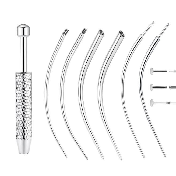 Kit Applicatori per Gioielli per il Corpo per Orecchio Naso Labbra Include Perni Filettati Senza Filettatura Accessori per Piercing in Acciaio Inossidabile