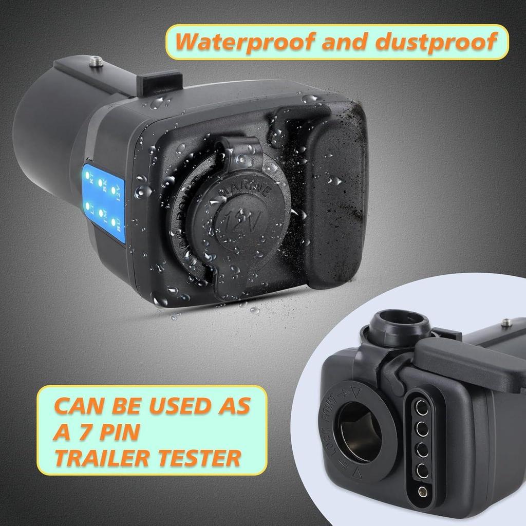Trailer Light Tester 12V 7 Pin Detector With LED Indicators Trailer Light Test Adapter For Boats RV Pickup Wiring Installation