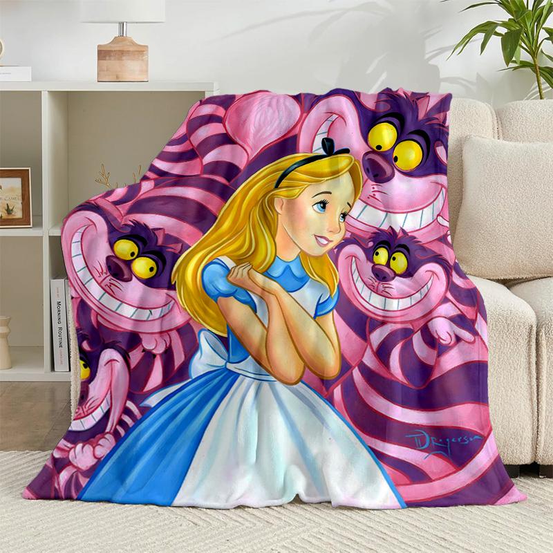 1PC Alice and the Cat Flannel Blanket Gift, Suitable for Both Men And Women, Soft Ideal for Beds And Sofa, Birthday Or Christmas Gift