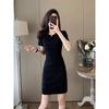 JK&JS Summer Round Neck Short Sleeve Knit Bodycon Dress
