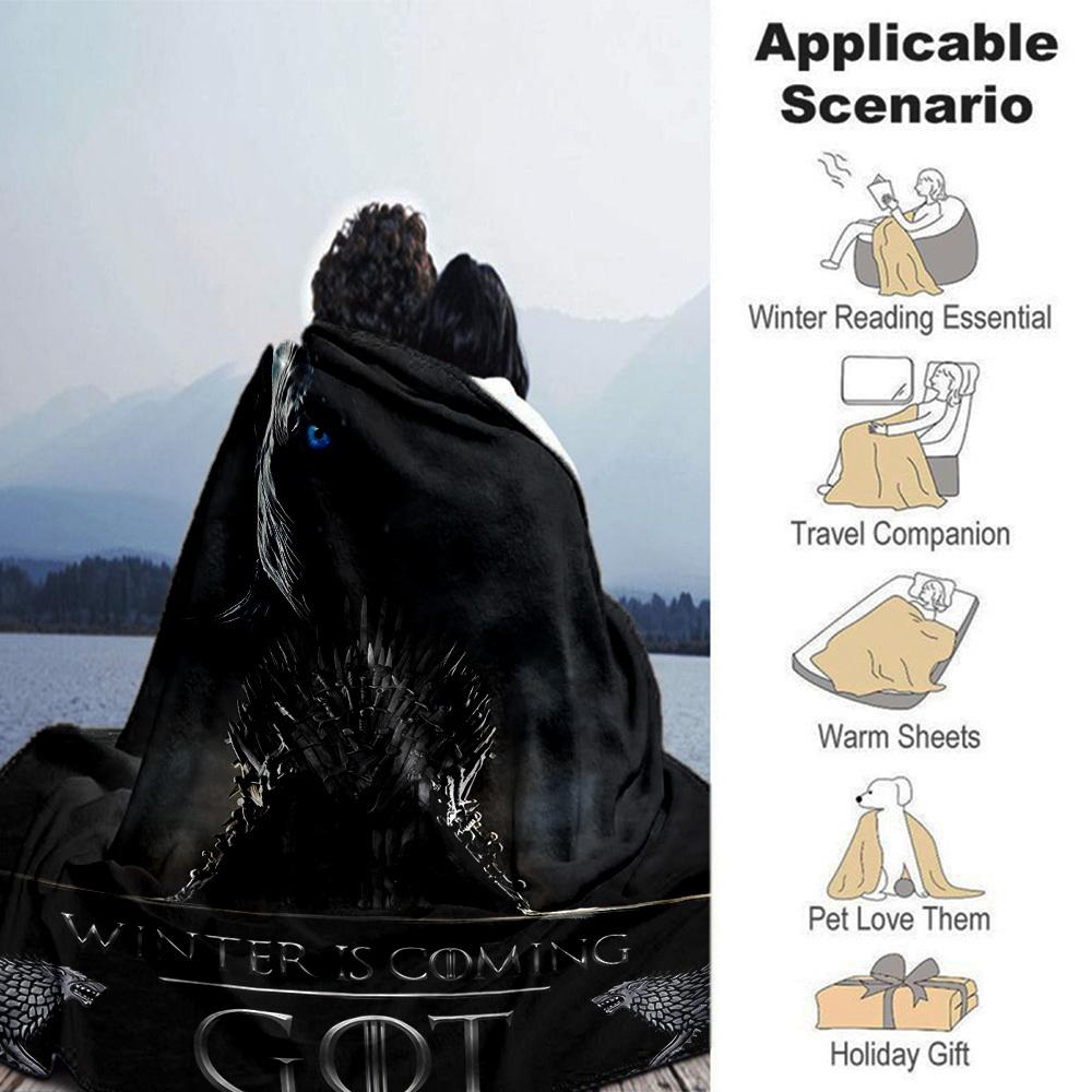 1pc Winter Is Coming Got Flannel Blanket Soft Warm Throw for Home, Office, Travel, All-Season Cozy Bedding GiftL1101