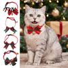 Plaid Print Pet Collar Christmas Bow Collar, Adjustable Cat with And Bell, Satin for Cats, Small Dogs, Holiday Wear Safety Buckle