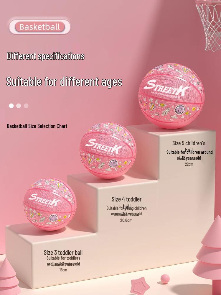 Children's Rubber Basketball - Sizes 3, 4, 5, 7, High Rebound, Wear-Resistant, Ideal for Kindergarten, Student Training & Competition.