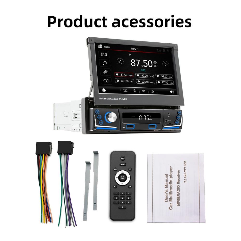 1Din Car Radio Multimedia MP5 Player, 7 inch Universal Navigation with Android Auto & Bluetooth, HD Screen USB TF FM Stereo