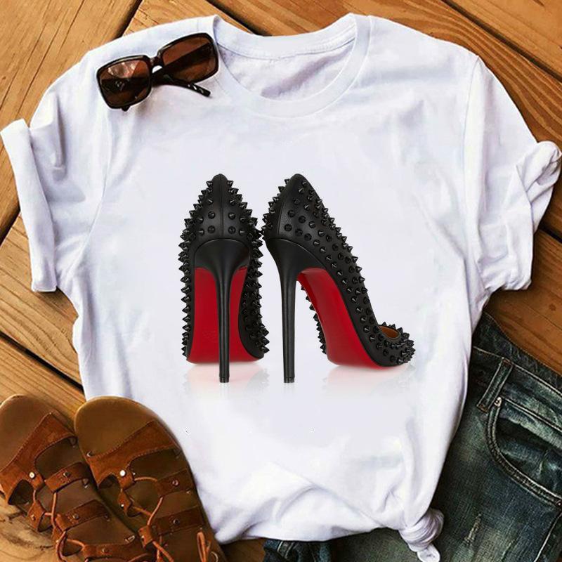 Summer High Heels Simple Women's Casual Cute Plus Size Pure Cotton Short Sleeved T-Shirts Women’s