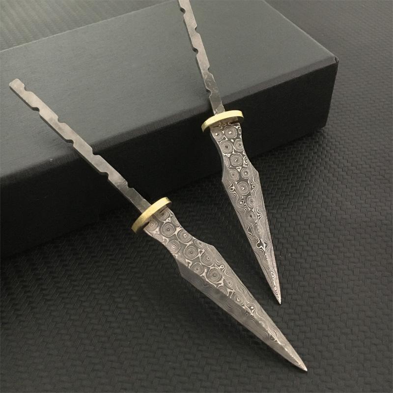 Wholesale DIY Tea Knife Blank Rosette Real Damascus Steel Pu 'er Tea Needles Cutter Stainless Steel Metal Handle