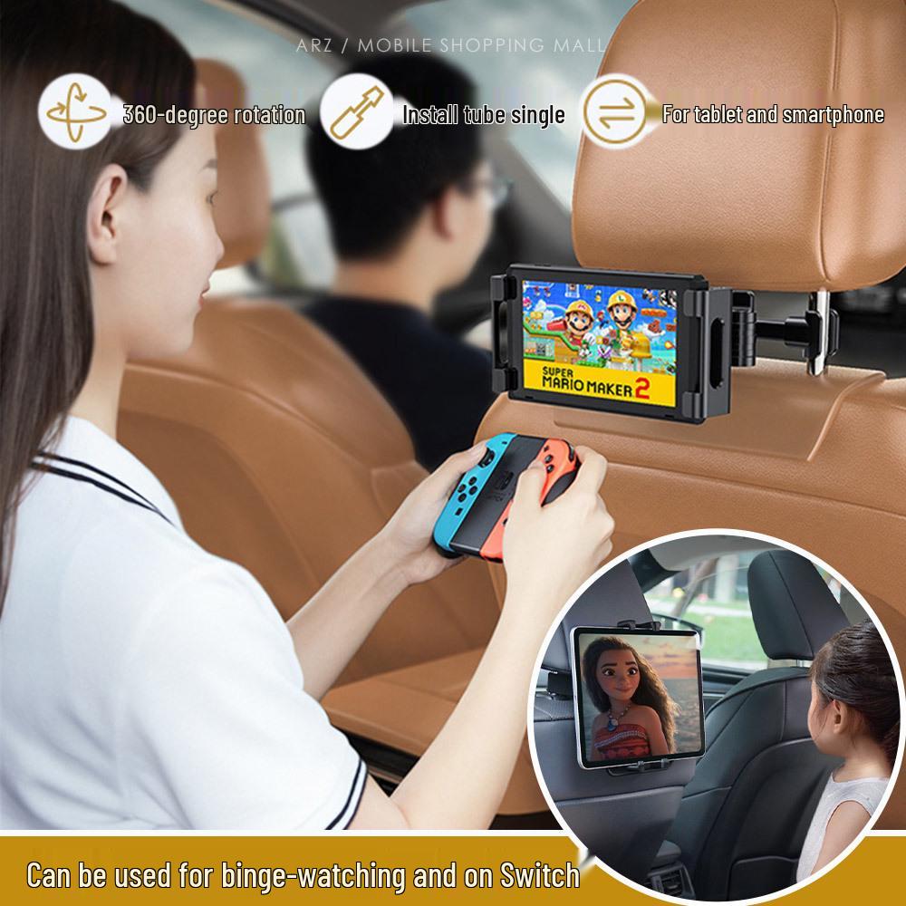 Car Rear Seat Headrest Mount: Multifunctional Tablet & Phone Holder with Back Cushion
