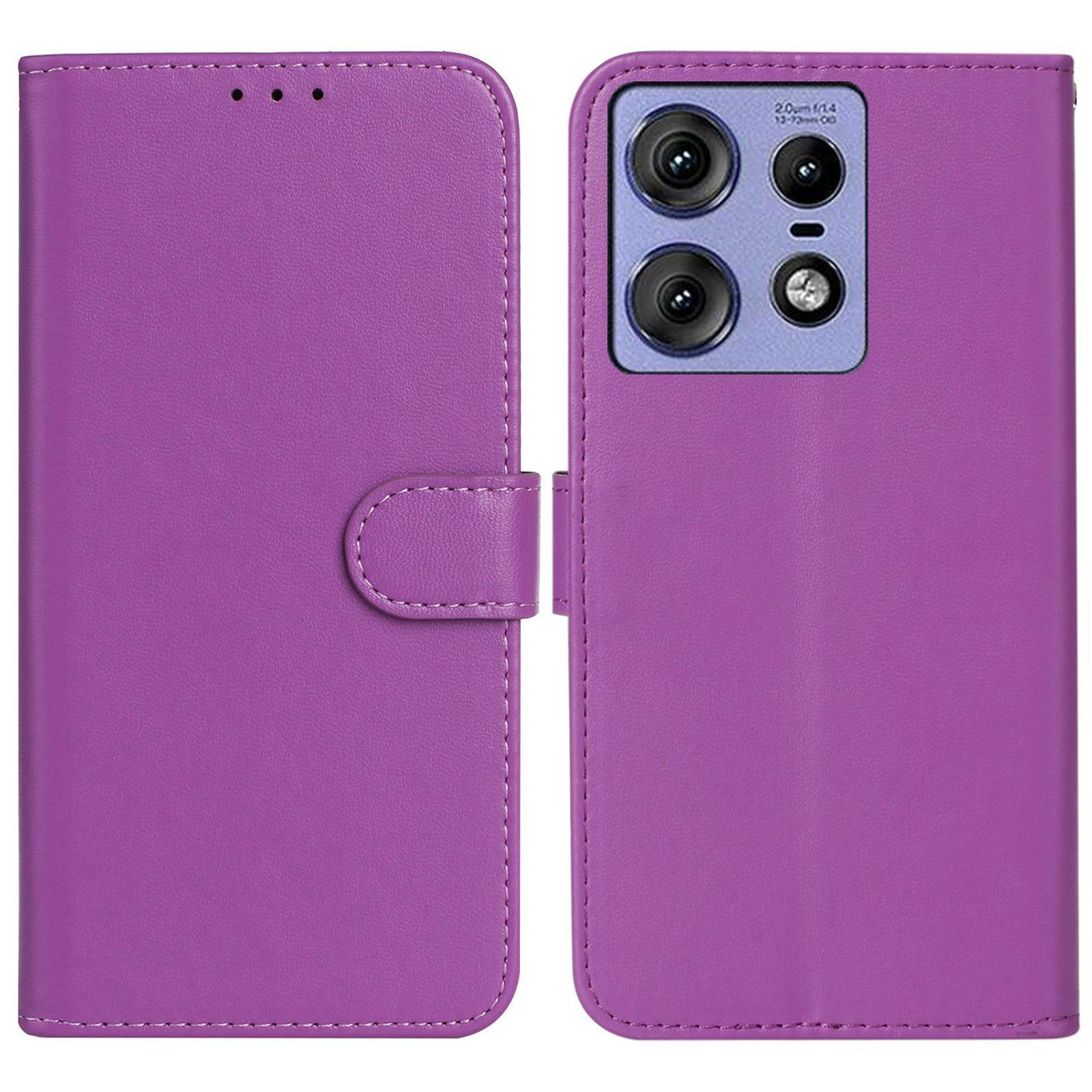 

For Motorola Edge 50 Pro 5G Case PU Leather Flip Phone Cover Wallet Card Slot Holder Purple