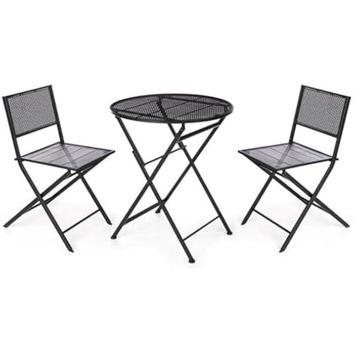 Ensemble de table Ibergarden - Noir - Jardin - 2 places - Métal - Contemporain