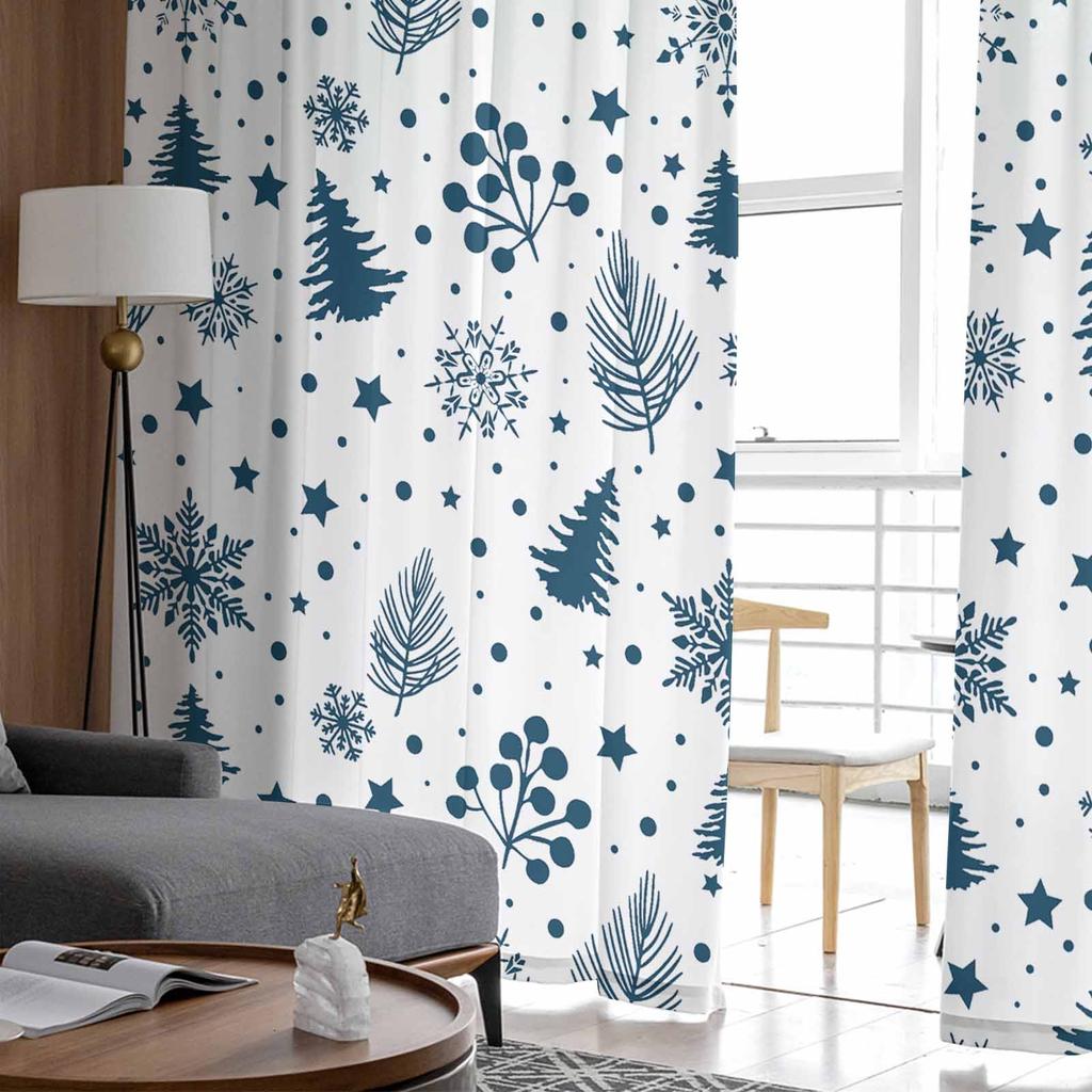 Weihnachten Kiefernnadeln Schneeflocken Vorhänge für Wohnzimmer Schlafzimmer Heimdekoration Fenster Voile Tüll Vorhang Drapes