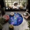 Night Cat  Round Area Rug,Carpet Rug for Living Room Bedroom Sofa Playroom Decor,Non-slip Floor Mat