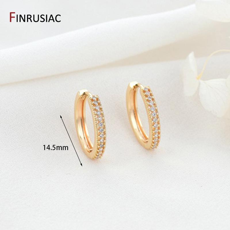

Luxury Rainbow Zircon Hoop Earrings For Women 14K Gold Plated Brass Round Huggie Earrings Wedding Jewelry Gift 1 Pair