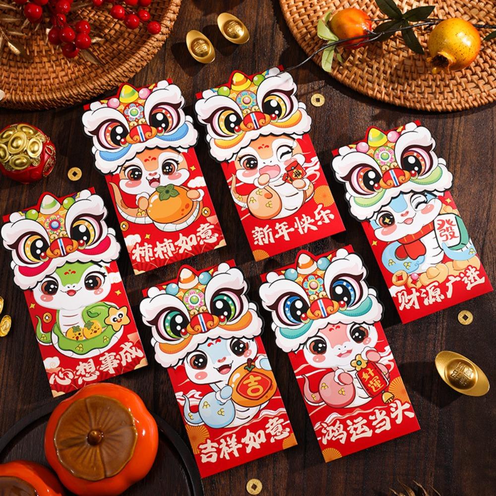 

6 шт. Червоні конверти на Китайський Новий рік, Кишеньки для грошей, Новорічний щасливий мішечок, Свято весни 2