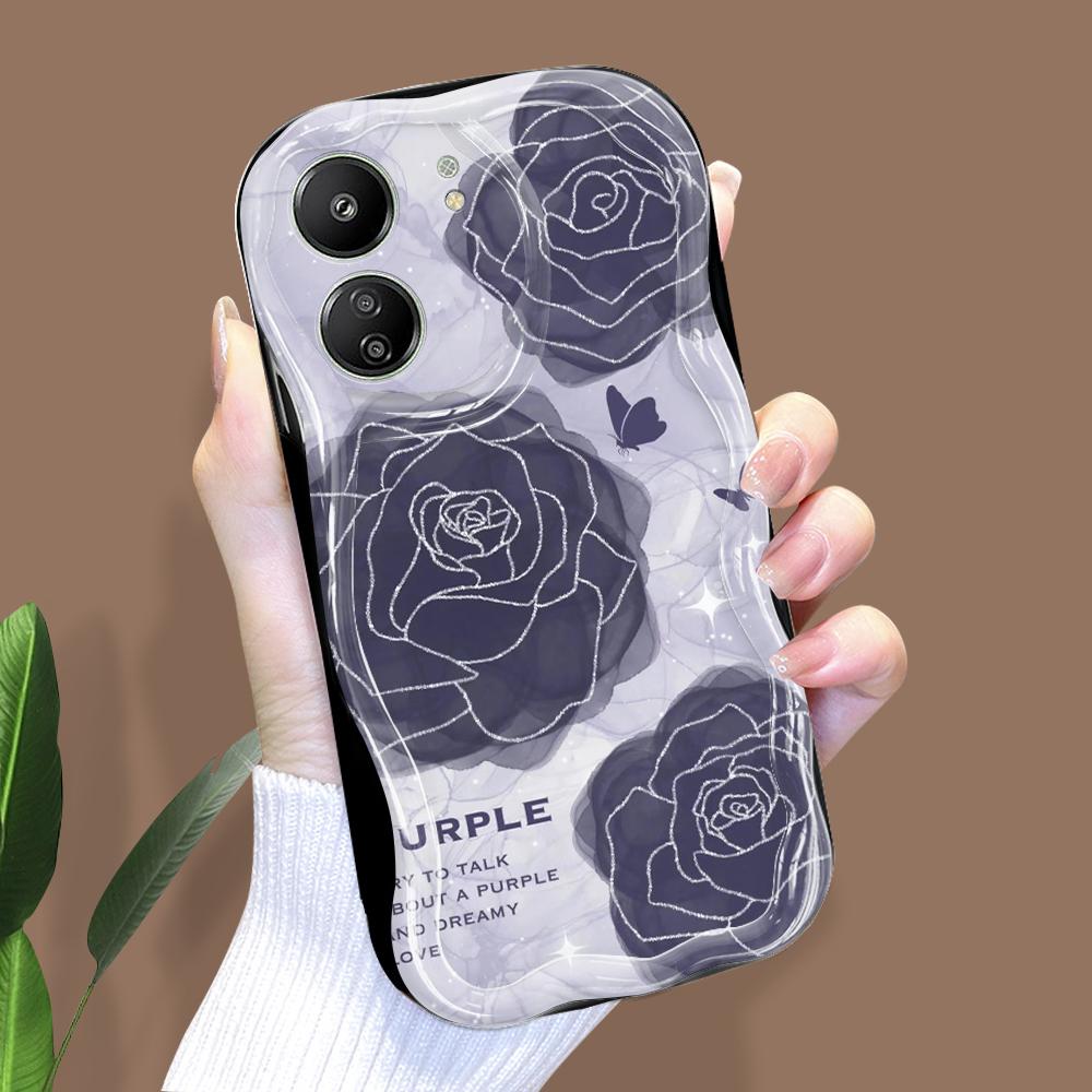 Carcasă cu textura cremă cu model de desene animate cu margine ondulată Husă din silicon moale pentru telefon pentru Xiaomi Redmi