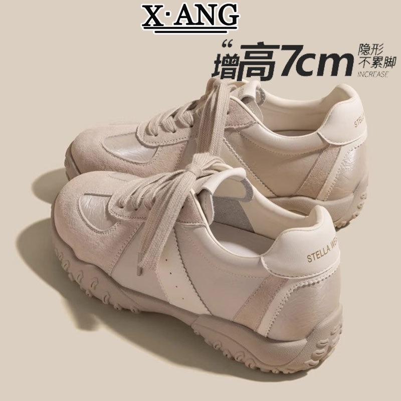 Small cm inner height increase leather women's shoes spring and summer new platform sports and leisure