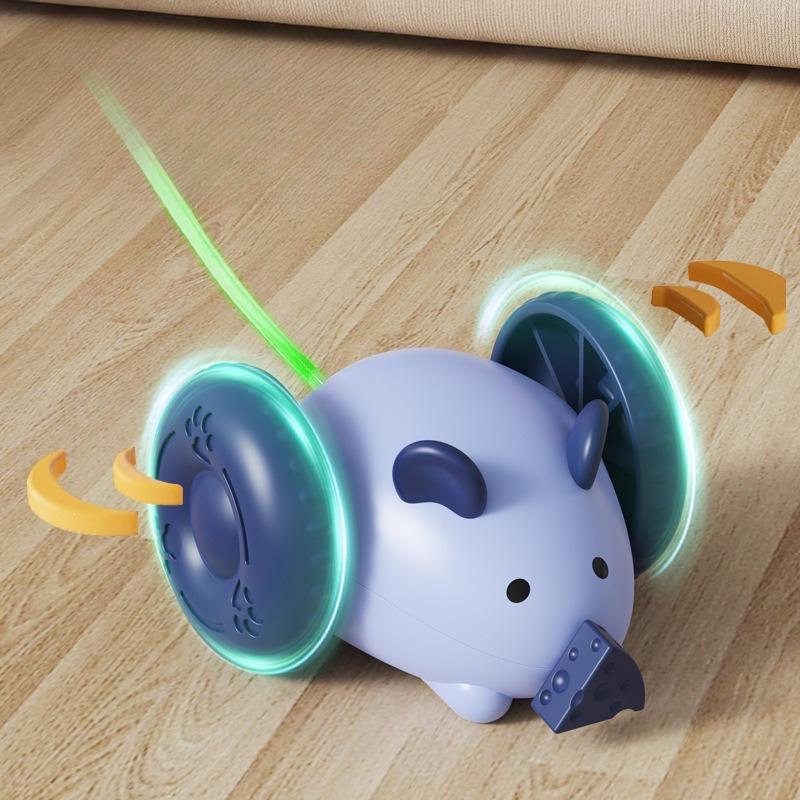 Electric Cat Teaser Mouse Car Cat Toy Interactive Rechargeable Automatic Kitten Toy Intelligent Obstacle Kitten Training Cat Toy