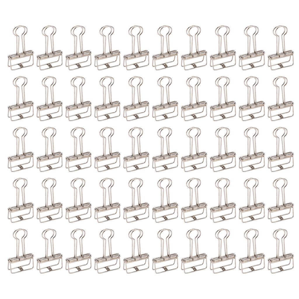 50Pcs Metal Hollow Binder Clips Multipurpose Durable Paper Clamps for Document Certificate Ticket Clothes Silver
