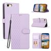 For iPhone 16e Case 3D Rhombus Grid Imprinted Wallet Leather Phone Cover with Lanyard