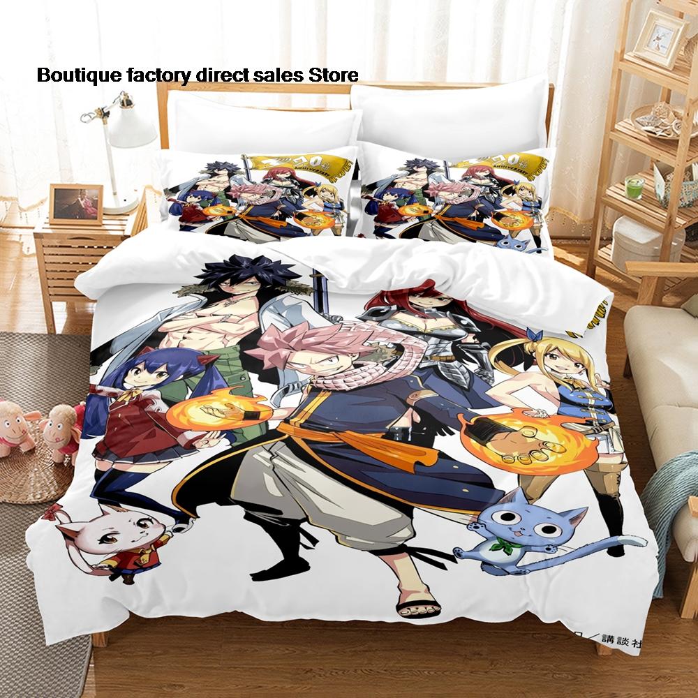 3D Printed Fairy Tail Anime Bedding Set Duvet Cover Pillowcase For Fans Bedroom Decor Twin Full Queen King Size Bed Linen
