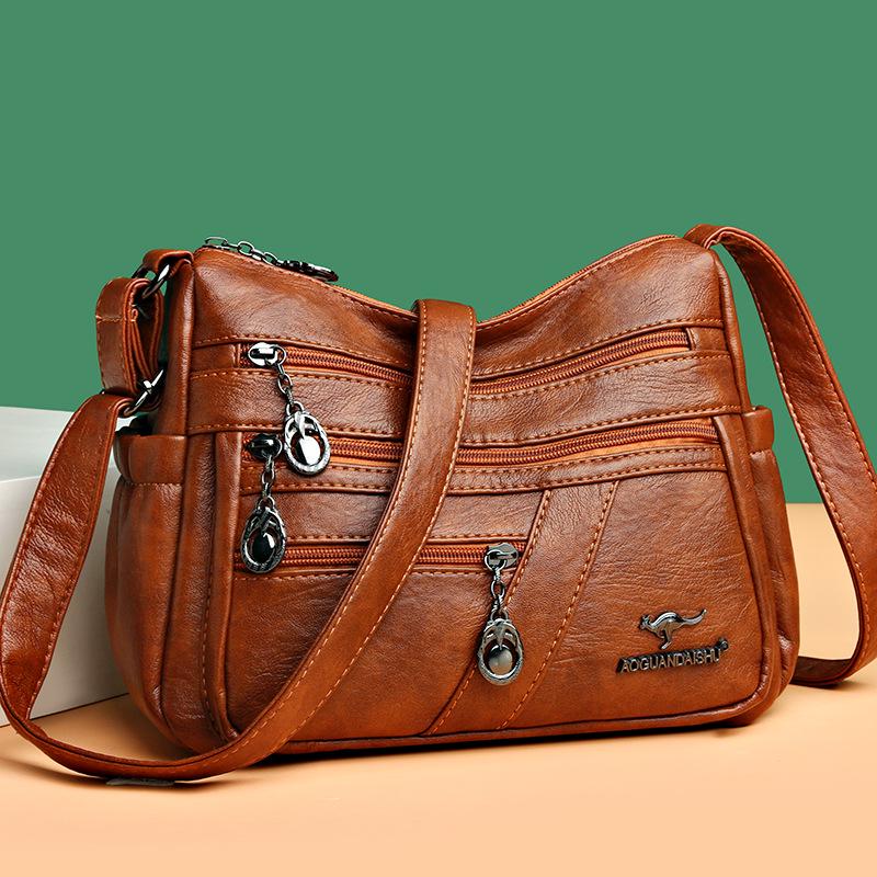 2025 Soft Leather Handbag for Women - Stylish, Simple Crossbody & Shoulder Bag for Middle-Aged Ladies