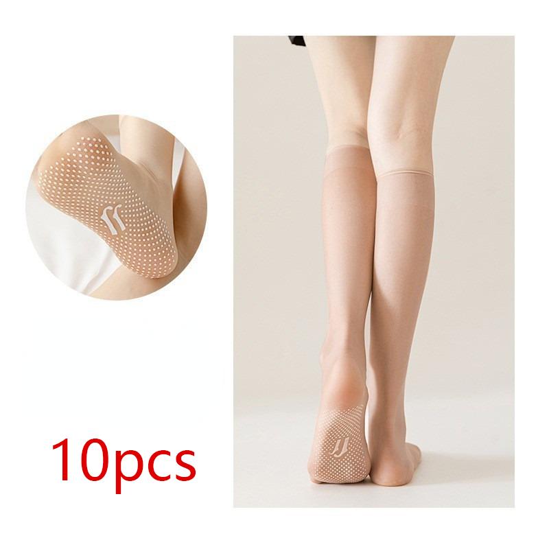 10PCS/Lot Women's Ultra-thin Socks Female Summer Breathable Long Sock Silk Sheer Tights Elastic Transparent Solid Color Stocking