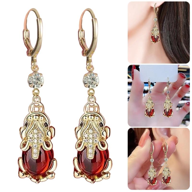 Elegant Gold Rhinestones Animal Earrings Women's Rhinestones Dangle Earrings in Elegant Gold for Daily Wear Parties