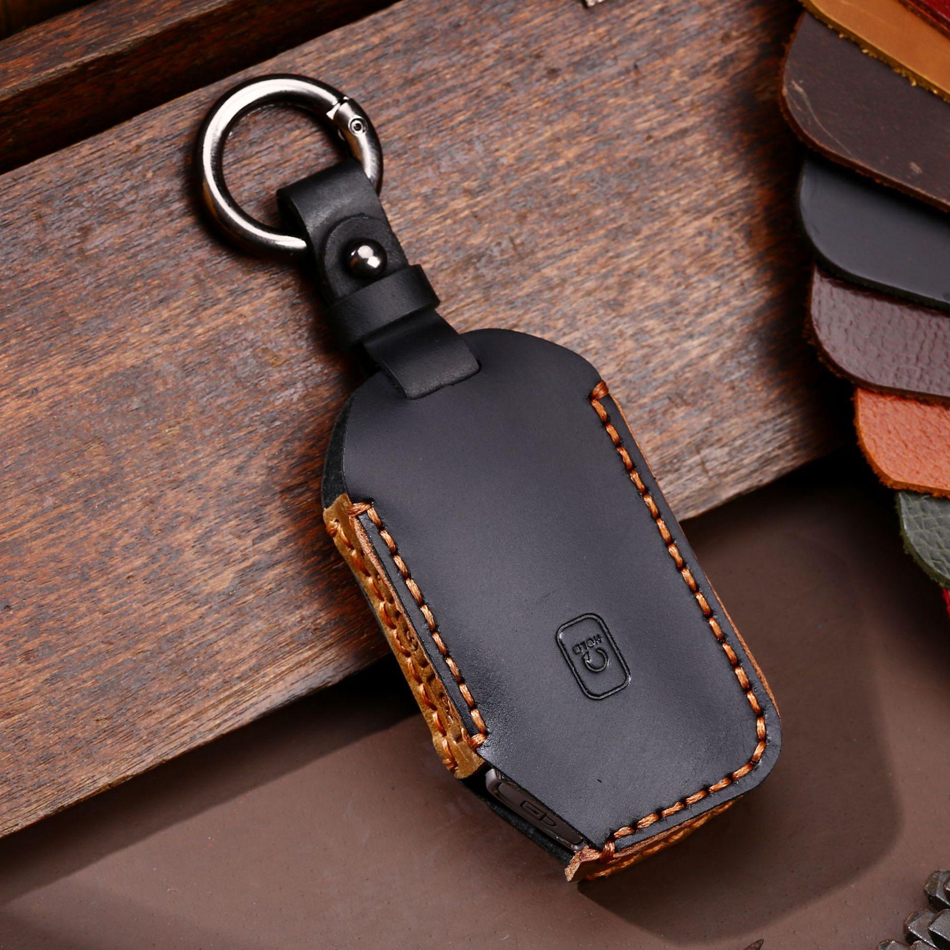 

Interior Mouldings Crazy Horse Skin Leather Car Remote key FOB case cover for Kia Sportage Ceed Sorento Cerato Forte Seltos Tell