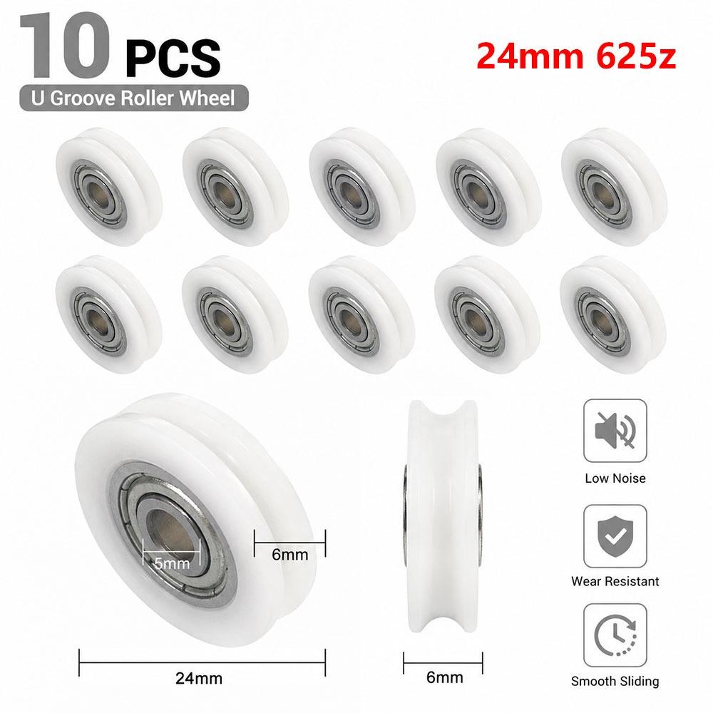 10Pcs Nylon POM Bearing Pulley Stainless Steel Rubber-Coated Pulley for Doors Windows
